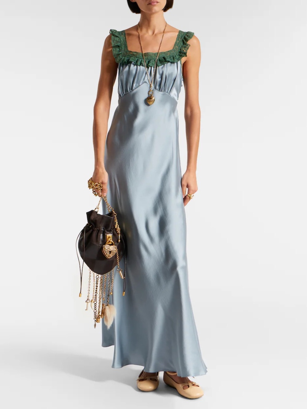Chloé
Lace-trimmed silk satin maxi dress sz FR 40